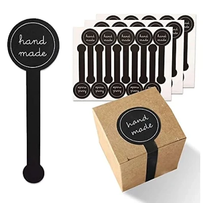 Afbeelding van Qanye 200 stuks geschenkstickers, handgemaakt, lang afdichtetiket, verpakkingssticker, geschenkzakjes, stickers, voor cadeau, scrapbooking bruiloft, verjaardag, Kerstmis, bakken, geschenkzakken, bruiloft
