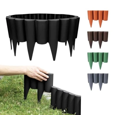 Afbeelding van GARDENIX 2,5 m houtlook perkrand gazonrand tuinpalissade perkhek (2,5 m, zwart)