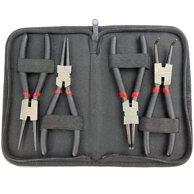 Afbeelding van Emsmil 4 delige 150 mm borgringtang set gebogen recht 6 inch zeegeringtang voor buitenboringsringen en binnenboringsringen antislip zekeringtang