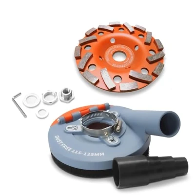 Afbeelding van FANZWORK Afzuigopzetstuk, afzuigkap voor haakse slijper, inclusief 125 mm diamantslijpkop, professionele kwaliteit, verwisselbare borstels, 99% universeel, versterkte adapterring, M14 adapter