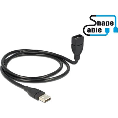 Afbeelding van Delock Kabel USB 2.0 A mannelijk &gt; vrouwelijk ShapeCable 1 m Deloc
