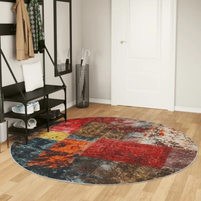 Afbeelding van vidaXL Vloerkleed wasbaar anti slip Ø 200 cm meerkleurig