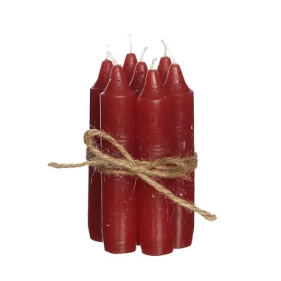 Afbeelding van Comforder Kaarsenset (7 stuks), 11 cm staafkaarsen rood, tafelkaarsen eenkleurig, 4 uur brandduur