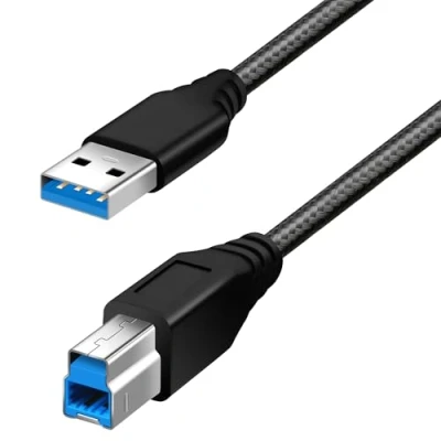 Afbeelding van Fasgear [1 m] USB 3.0 naar B kabel Nylon gevlochten type A mannelijk snoer (1 m, Zwart)