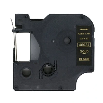 Afbeelding van BROVACS 1 Pack Goud op Zwart Label Tape Compatibel voor DYMO D1 45024 12mm 1/2&quot; OPA2224