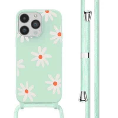 Afbeelding van Apple iPhone 14 Pro Hoesje Siliconen en TPU (zacht) imoshion Softcase/Koordhoesje/Backcover Green Flower Distance Telefoonhoesje