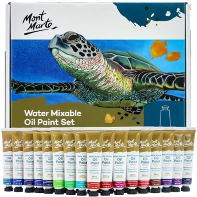 Afbeelding van Mont Marte olieverf Set 36 stuks, buizen van 18 ml Wateroplosbaar Ideaal voor Briljante lichtechte Kleuren met grote dekking