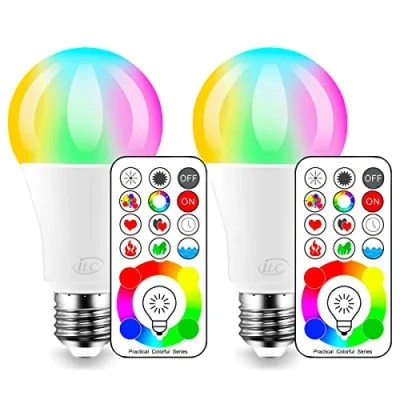 Afbeelding van iLC, LED gekleurde lampen RGB + witte lamp Edison dimbaar gekleurd 120 kleuren RGBW 10 watt E26 fitting draadloze afstandsbediening inbegrepen (pak van 2)