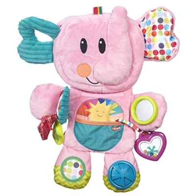 Afbeelding van Playskool Fold &#039;n Go olifant, speelgoed voor speelmomenten op baby’s buik, vanaf 3 maanden, roze (exclusief bij Amazon)