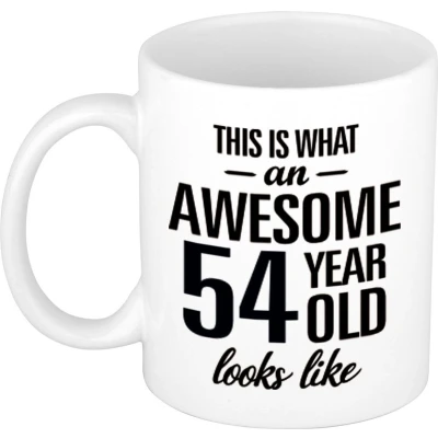 Afbeelding van Awesome 54 year cadeau mok / verjaardag beker 300 ml feest mokken