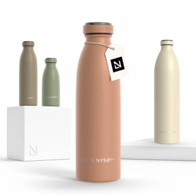 Afbeelding van LARS NYSØM &#039;Ren&#039; Roestvrijstalen drinkfles 500ml BPA vrij geïsoleerde waterfles 0,5 Liter Nude