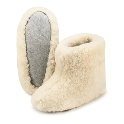 Afbeelding van Unisex Puur Schapenwol Warm Wol Pantoffels Boots Schapenvacht OLE (41, Ivoor)
