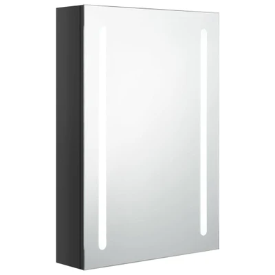 Afbeelding van vidaXL Badkamerkast met spiegel en LED 50x13x70 cm glanzend zwart