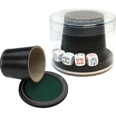 Afbeelding van Pokerbeker Leder 9cm.+ Deksel+ Pokerstenen