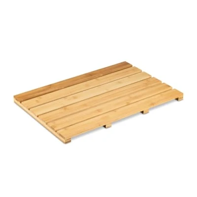 Afbeelding van Relaxdays badmat bamboe, 54 x 36 cm, antislip douchemat, badkamermat, saunamat, voor binnen &amp; buiten, zwembad, natuur