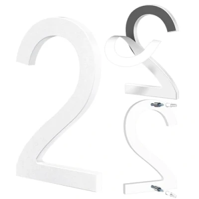 Afbeelding van Yafimea Huisnummer 15 cm wit, Zelfklevend of schroefmontage, modern ontwerp met zwevend 3D effect, weerbestendige ABS voor buitenmuur hek (2)