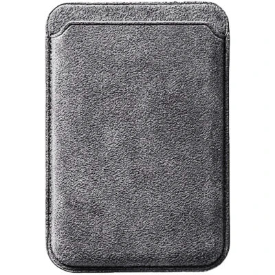 Afbeelding van Mastersøn Alcantara Magsafe Wallet Grijs Portemonnee Pasjeshouder Apple iPhone Kaarthouder Silver Mist