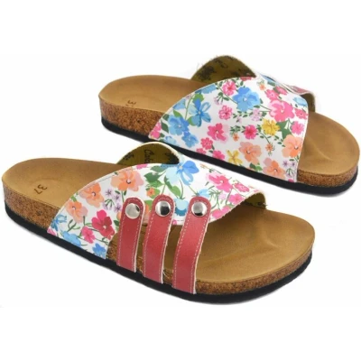 Afbeelding van GOBY Kleurrijke Bloemen Slippers Sandalen Hoge kwaliteit Handmade Maat 35