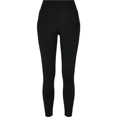 Afbeelding van Urban Classics Ladies Highwaist Shiny Stripe Leggings Legging, Dames, Maat: Large, Black/black