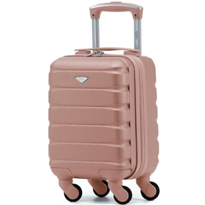 Afbeelding van Flight Knight Lichtgewicht 4 wielige harde koffer voor kinderen, goedgekeurd zonder extra kosten easyJet, Ryanair en nog veel meer, handbagage 40 x 20 25 cm, Roségoud,
