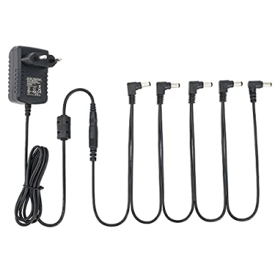 Afbeelding van Musiclily Pro EU 9V DC Voeding Adapter voor Effectpedalen met 5 weg Daisy Chain Kabel en Omgekeerde Polariteit Cord