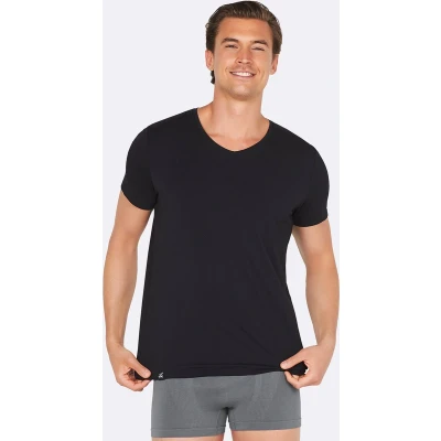 Afbeelding van Boody Bamboe Heren T shirt V hals / Zwart L
