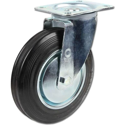 Afbeelding van Zwenkwiel 80mm rubber totale hoogte 105mm
