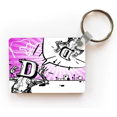 Afbeelding van Sleutelhanger Een abstracte illustratie van de letter D Uitdeelcadeautjes Plastic
