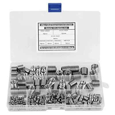 Afbeelding van Schroefdraad Inserts, 200 stks 304 Roestvrij Stalen Draad Reparatie Insert Zelftappende Schroeven Set Binnendraad Diverse M3 M4 M5 M6 M8 M10 M12