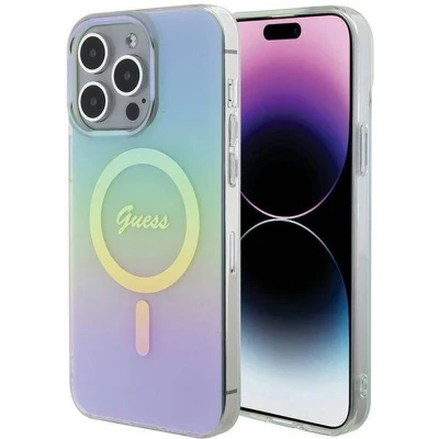 Afbeelding van Guess Iridescent Back Case (MagSafe Compatible) Geschikt voor Apple iPhone 15 Pro (6.1&quot;) Turquoise