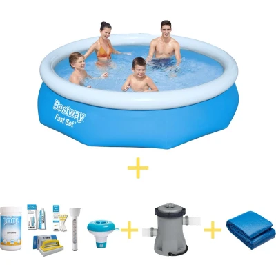 Afbeelding van Bestway Zwembad Fast Set 305 x 76 cm Inclusief WAYS Onderhoudspakket, Filterpomp &amp; Grondzeil