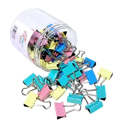 Afbeelding van CHMYY 60 stuks gekleurde metalen binderclips,Kleine Mini Swallowtail Clip paperclips voor kantoor thuis keuken schoolwinkels,Bulldog Clips klemmen 15 mm
