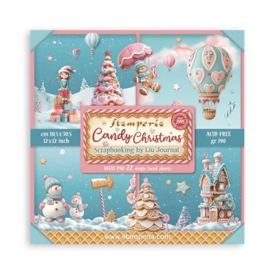 Afbeelding van Stamperia Scrapbook Paper Pad for Scrapbooking, Albums, Card Making, Bullet Journalling and More, Acid Free, Single Face, Perfect Hobbies, Crafts, Gifting (Candy Christmas) (30.5 x 30.5cm)