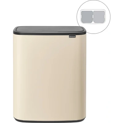 Afbeelding van Brabantia Bo Touch Bin Prullenbak 2 x 30 liter Afvalscheiding Soft Beige