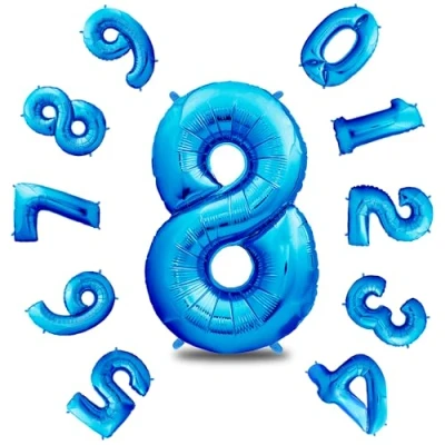 Afbeelding van envami Ballon Verjaardag XXL Blauw 8 Giant Folieballon in 40&quot; 101cm Decoratie Nummer voor Vliegt met Helium