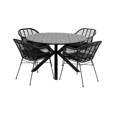 Afbeelding van 4 Seizoenen Tuinmeubelen 5 delige ronde tuinset Oslo dining tuinstoelen ⌀120cm Cyprus tuintafel