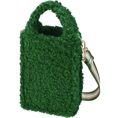 Afbeelding van Groene Teddy Handtas Cute Schoudertas Crossbodytas Gestreepte bag strap Groen