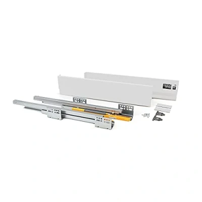 Afbeelding van Emuca Lade kit Concept voor keukens, hoogte 105 mm, diepte 400 zachte sluiting, Staal, Wit