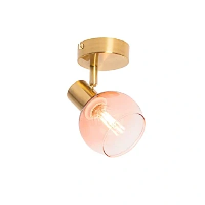 Afbeelding van QAZQA vidro Art Deco Plafondspot Spotje Opbouwspot 1 lichts L 10 cm Roze Woonkamer Slaapkamer Keuken