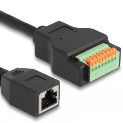 Afbeelding van Delock RJ45 Kabel Cat.5e Buchse zu Terminalblock Adapter mit Drucktast