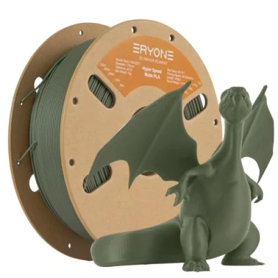 Afbeelding van ERYONE High Speed Matte Filament PLA 1.75mm +/ 0.03mm, 3D Printing Pro Fit Most FDM Printer, 1kg (2.2LBS) / Spool, Olive Green