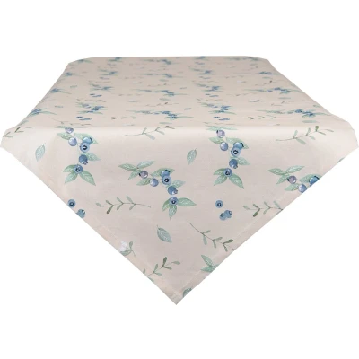 Afbeelding van Clayre &amp; Eef Tafelloper 50x160 cm Beige Blauw Katoen Bosbessen Tafelkleed