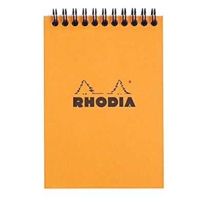 Afbeelding van Rhodia 13500C notitieblok (DIN A6, 10,5 x 14,8 cm, dubbele spiraal, geruit, microgeperforeerd, 80 vellen) 1 stuk, oranje
