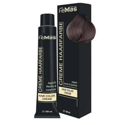 Afbeelding van FemMas haarverf middelblond, as 7.1, professionele crème met arganolie, keratine en ceramiden, als duurzame haarkleuring of tint voor stralende, kleurresultaten, 100 ml