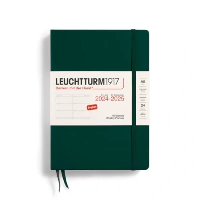Afbeelding van Leuchtturm1917 weekplanner agenda 18 maanden 2024 2025 hardcover A5 forest green