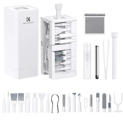 Afbeelding van K&amp;F Concept 32 in 1 toetsenbordreinigingskit, reinigingsset met intrekbare grote borstel, telefoonreinigingsgereedschap, multitoolkit voor telefoons, tablet, computer, pc monitor, tv cameralens,