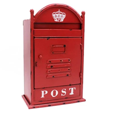 Afbeelding van Funerom Vintage wandgemonteerde brievenbus metalen 22,9 x 14 37 cm, rustiek rood