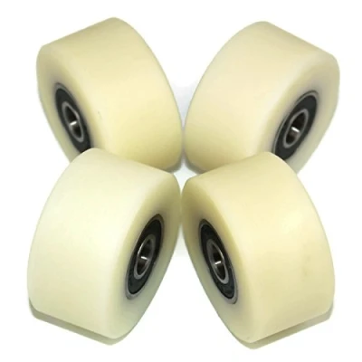 Afbeelding van (50 25 10) Pack van 4 x 50 mm diameter gefreesde nylon wielen UK based inventaris (25 breed 10 lager)
