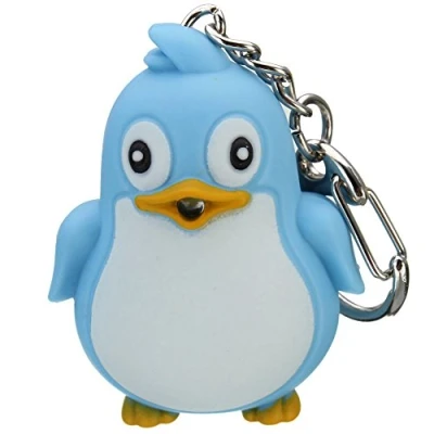 Afbeelding van ZHOUBA Leuke Dierlijke Pinguïn LED Licht Met Geluid Sleutelhanger Zaklamp Xmas Gift, Blauw, Eén maat, Ketting