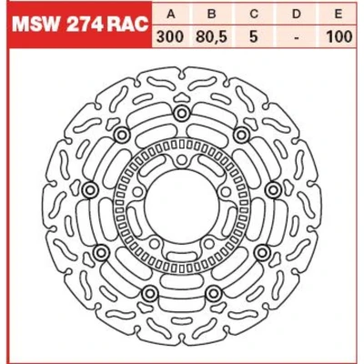 Afbeelding van Remschijf TRW MSW274RAC, 1 Stuk